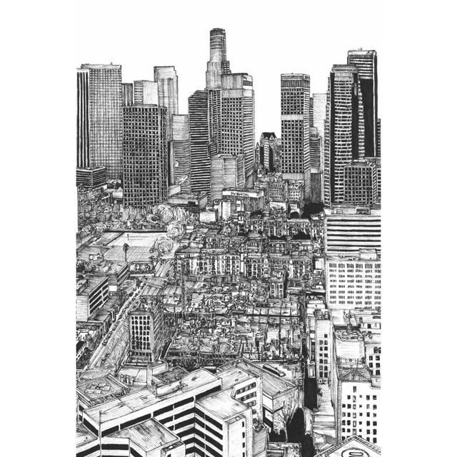 B&W US Cityscape - Los Angeles by Melissa Wang - Wrapped Canvas Print Williston Forge Size: 76cm H x 51cm W on Productcaster.