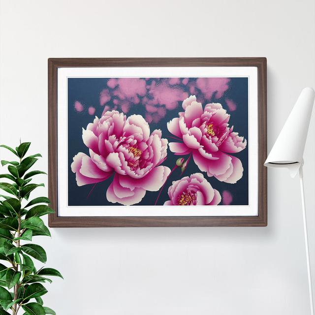 Magnetic Peony Flowers - Picture Frame Painting Marlow Home Co. Frame Colour: Walnut, Size: 46cm H x 64cm W x 2cm D on Productcaster.