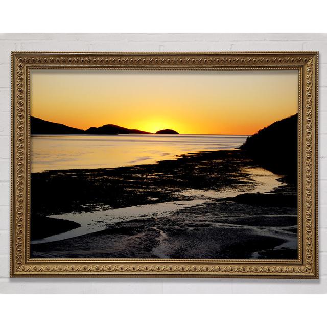 Golden Sunrise Over The Ocean Framed Print Bright Star Size: 84.1cm H x 118.9cm W x 3cm D on Productcaster.