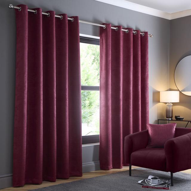 Strata Polyester Room Darkening Grommet / Eyelet Curtain Panel Fusion Curtain Colour: Wine, Panel Size: 117cm Width x 229cm Drop, Panel Side: 2 on Productcaster.