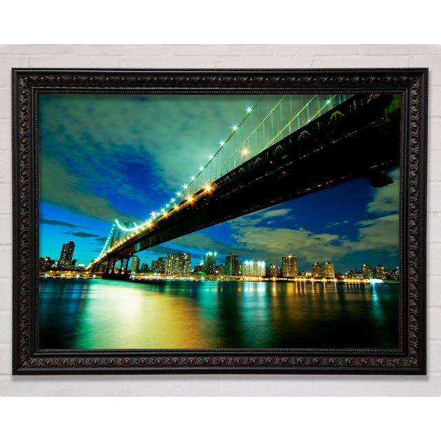 New York Brooklyn Bridge From Below - Single Picture Frame Art Prints Bright Star Size: 84.1cm H x 118.9cm W on Productcaster.