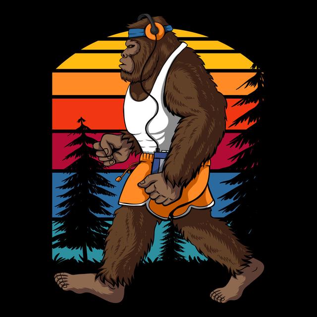 Bigfoot Running Retro Vector Illustration Maturi Size: 51cm H x 51cm W x 3.8cm D on Productcaster.