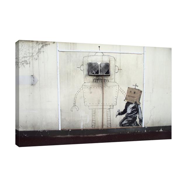 Torquay Robot by Banksy - Wrapped Canvas Print East Urban Home Size: 71cm H x 107cm W x 4cm D on Productcaster.