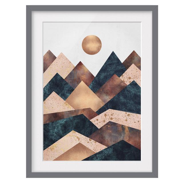 Geometric Mountains Bronze - Picture Frame Graphic Art Canora Grey Frame Option: Grey Framed, Size: 40cm H x 30cm W x 2cm D on Productcaster.