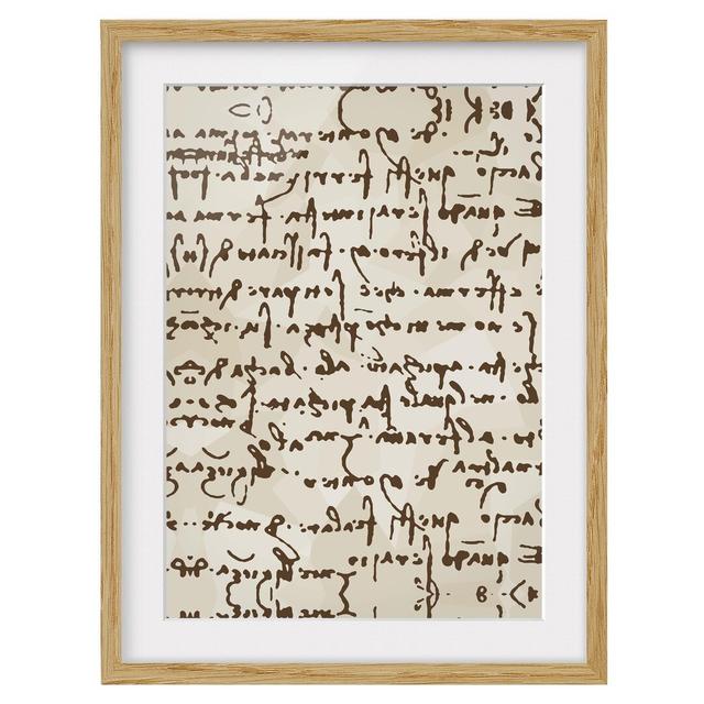 Da Vinci Manuscript Textual Art East Urban Home Frame Options: Natural oak, Size: 100 cm H x 70 cm W on Productcaster.