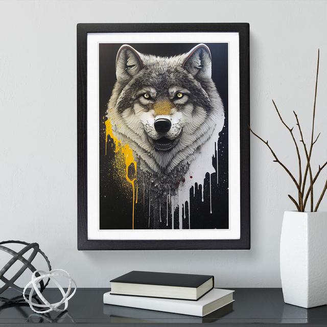 Splashed Wolf No.2 - Single Picture Frame Print Alpen Home Frame Colour: Black Framed, Size: 34cm H x 25cm W x 2cm D on Productcaster.