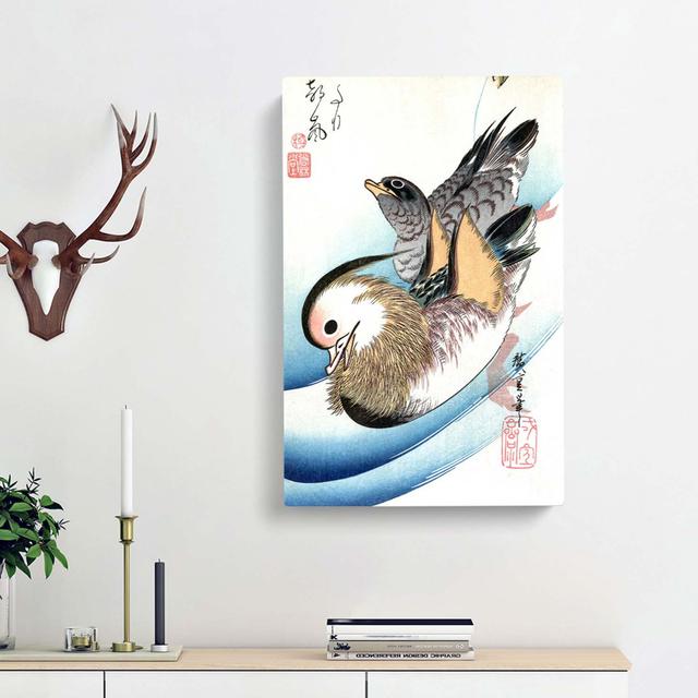 Mandarin Ducks by Utagawa Hiroshige - Wrapped Canvas Painting Print East Urban Home Size: 60cm H x 40cm W x 3cm D on Productcaster.