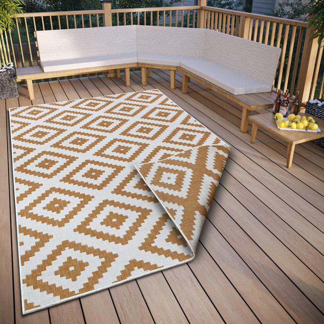 Reversible Flatweave Ocher/Ivory Rug Northrugs Rug Size: Rectangle 200 x 290cm on Productcaster.