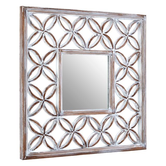 Ferrara Accent Mirror Fleur De Lis Living Finish: Antique White on Productcaster.