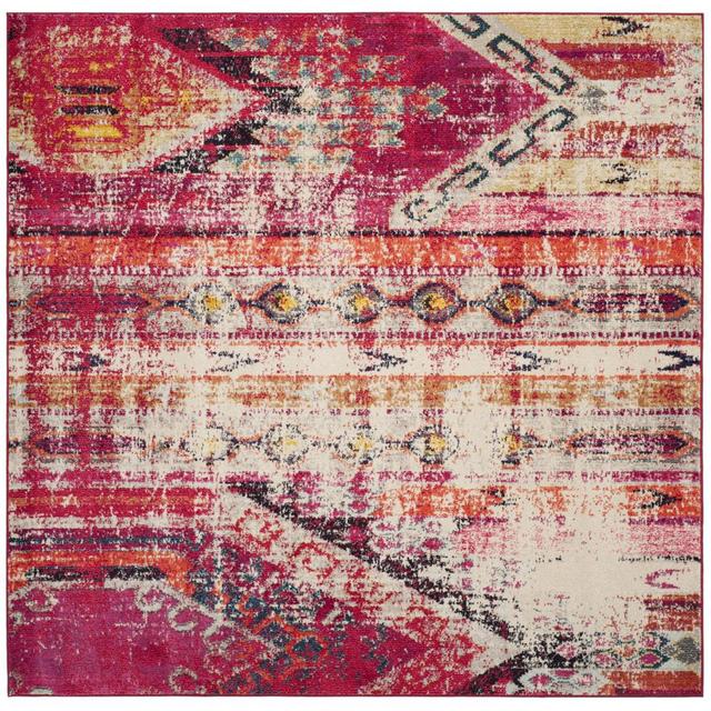 Marx Abstract Hand Woven Magenta Area Rug Bloomsbury Market Rug Size: Square 200cm on Productcaster.