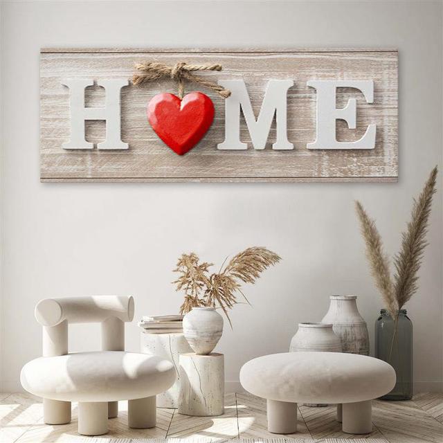 Home Rustic Heart Wall Décor House of Hampton Finish: Red, Size: 50cm H x 150cm W on Productcaster.