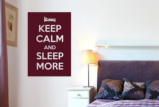 Keep Calm And Sleep More Wall Sticker Happy Larry Size: Medium, Colour: Burgundy on Productcaster.