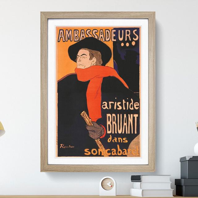 Aristide Bruant by Henri de Toulouse-Lautrec - Picture Frame Graphic Art East Urban Home Frame Option: Oak, Size: 65cm H x 48cm W x 2cm D on Productcaster.