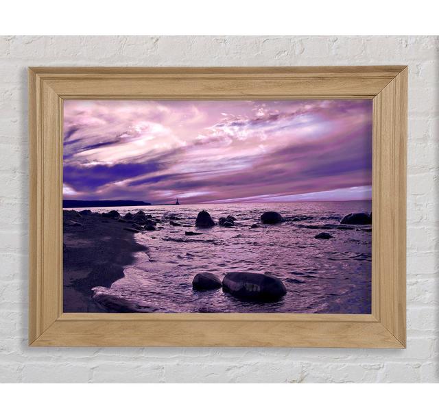 Stunning Lilac Sunset Ocean - Single Picture Frame Art Prints Bright Star Size: 59.7cm H x 84.1cm W x 8cm D on Productcaster.