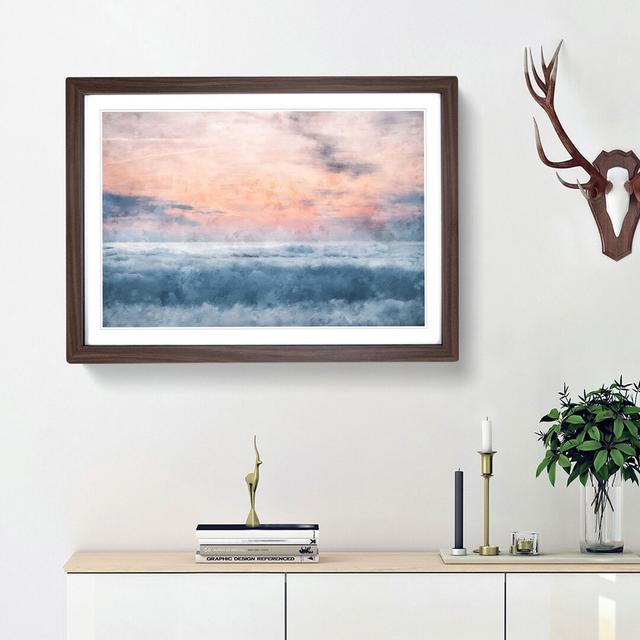 Sea and Clouds in Blue and Pink - Picture Frame Painting Print East Urban Home Size: 62cm H x 87cm W x 2cm D, Frame Option: Walnut Framed on Productcaster.