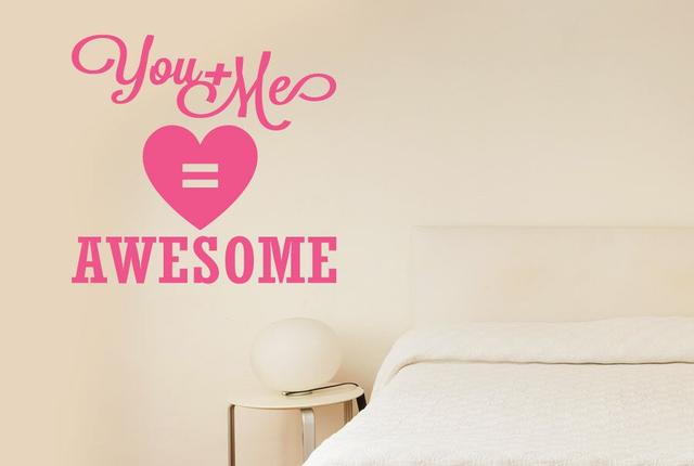 You and Me Equals Awesome Wall Sticker Happy Larry Colour: Pink on Productcaster.