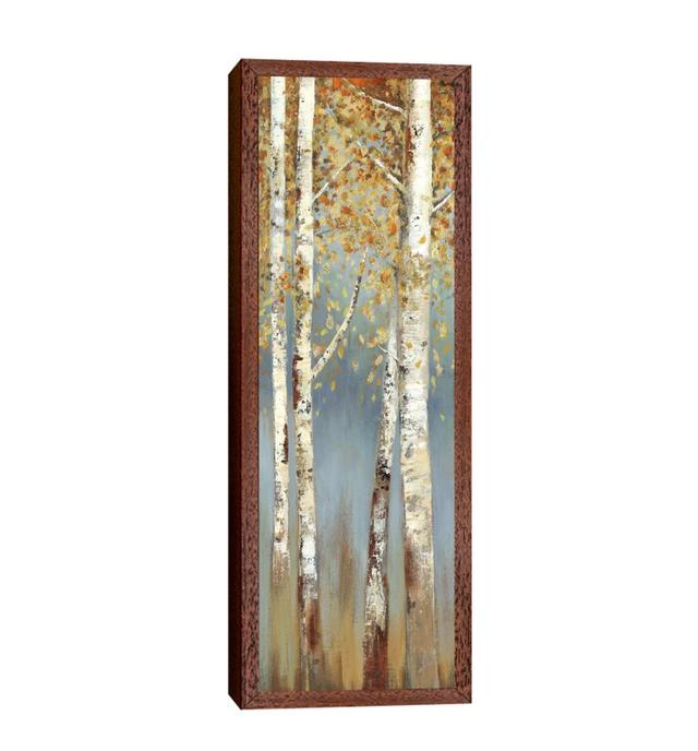 Butterscotch Birch Trees I by Allison Pearce - Print on Canvas Fernleaf Frame Option: Brown Framed, Size: 152.4cm H x 50.8cm W x 3.81cm D on Productcaster.