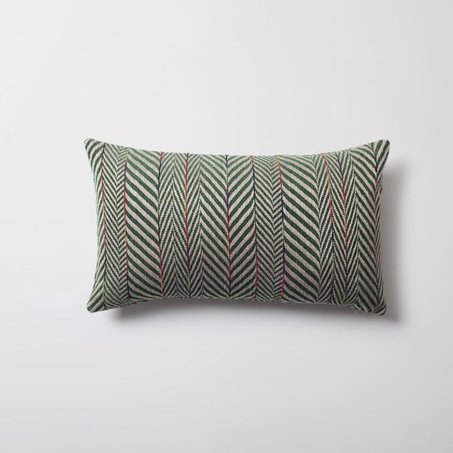 Brennon Chevron Rectangular Lumbar Cushion George Oliver Colour: Green on Productcaster.