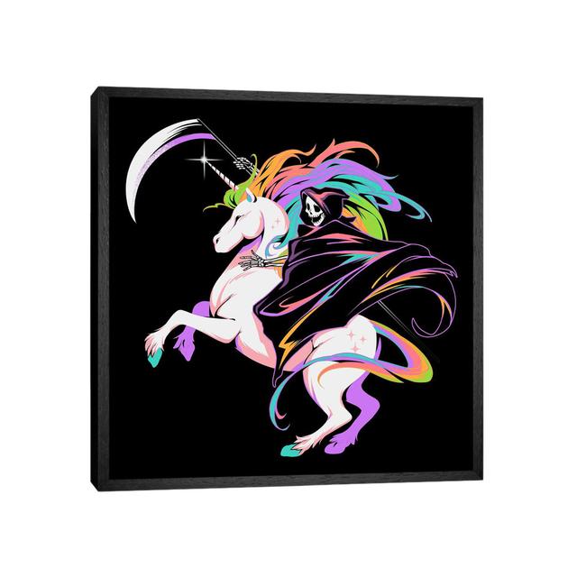 Death Unicorn by Tobias Fonseca - Gallery-Wrapped Canvas Giclée on Canvas Harriet Bee Format: Black Floater Framed, Size: 93.98cm H x 93.98cm W x 1.90 on Productcaster.