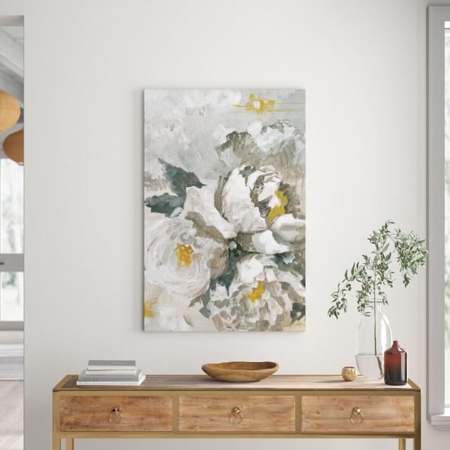 'White Peony' Acrylic Painting Print on Wrapped Canvas ClassicLiving Size: 114cm H x 76cm W on Productcaster.