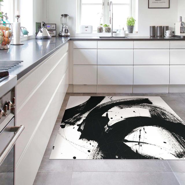 Square Gon Abstract Black/White Indoor / Outdoor Area Rug East Urban Home Rug Size: Square 100cm on Productcaster.