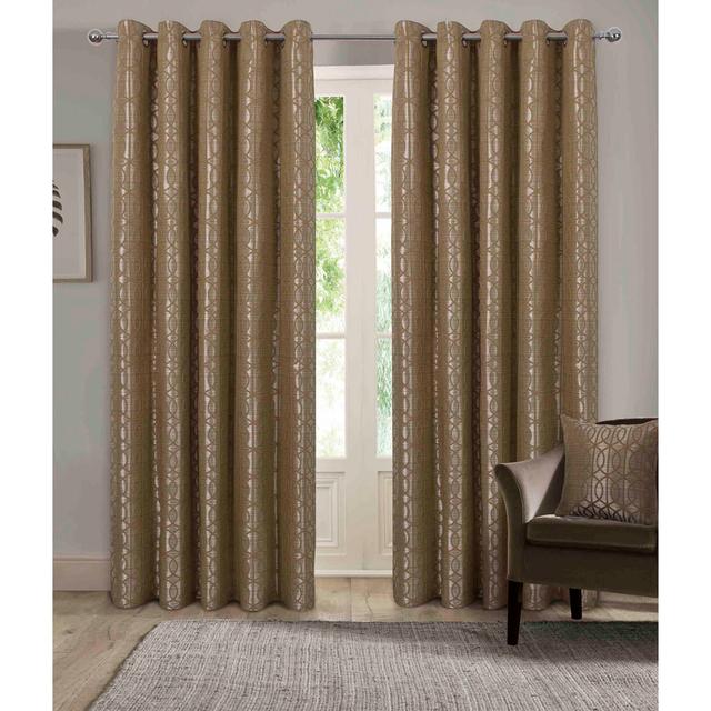 Annija Polyester Standard Eyelet Curtain Pair (Set of 2) Marlow Home Co. Curtain Colour: Ochre, Panel Size: 66cm Width x 54cm Drop on Productcaster.