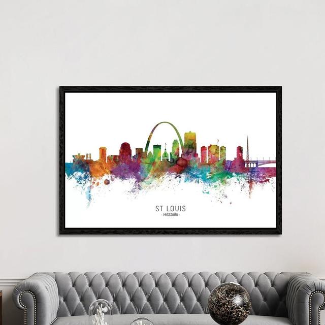 St Louis Missouri Skyline by Michael Tompsett - Print on Canvas Ebern Designs Format: Black Framed, Size: 66.04cm H x 101.6cm W x 3.81cm D on Productcaster.