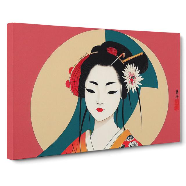 Geisha Art Deco - Wrapped Canvas Painting Marlow Home Co. Size: 40cm H x 60cm W x 3cm D on Productcaster.