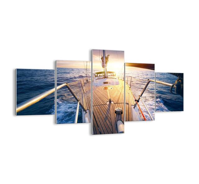 Running on the Waves - 5 Piece Unframed Photograph Print Set on Glass Breakwater Bay Size: 70cm H x 125cm W x 1.8cm D on Productcaster.