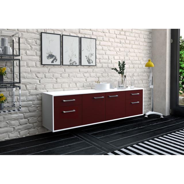 Bansley TV stand, color: gray/white, flying/metal handles, size: 180 x 49 x 35cm Brayden Studio Colour: Red/White on Productcaster.