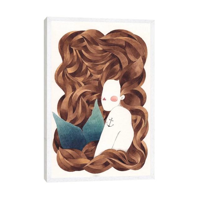 Mermaid by Gemma Capdevila - Print on Canvas East Urban Home Format: White Floater Framed, Size: 66.04cm H x 45.72cm W x 3.81cm D on Productcaster.