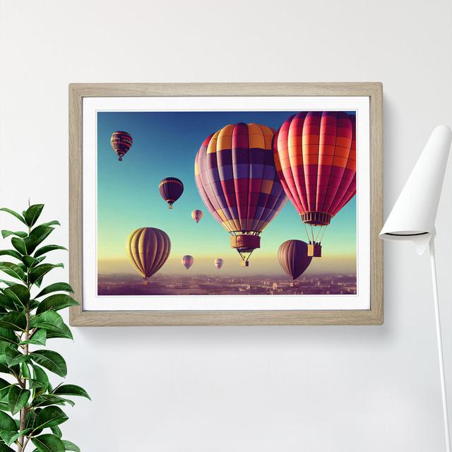 Hot Air Balloons In Flight - Single Picture Frame Print 17 Stories Size: 34cm H x 46cm W x 2cm D, Frame Colour: Oak on Productcaster.