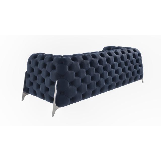 Juneri 230Cm Velvet Tuxedo Arm Sofa Fairmont Park Colour: Navy Blue on Productcaster.