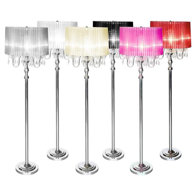 Warwick 155cm Candelabra Floor Lamp Fairmont Park Base Finish: Silver, Shade Colour: Pink on Productcaster.