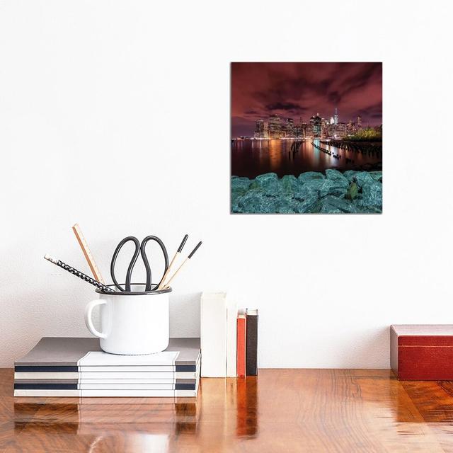 Manhattan Skyline Evening Atmosphere in New York City by Melanie Viola - Wrapped Canvas Photograph Latitude Run Size: 30.48cm H x 30.48cm W x 1.91cm D on Productcaster.