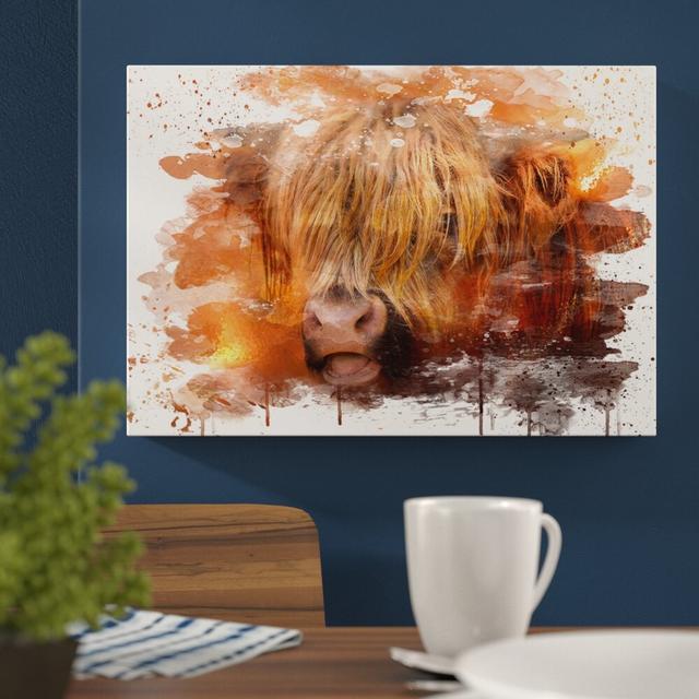 'Highland Cow' Graphic Art Print Brambly Cottage Format: Wrapped Canvas, Size: 50cm H x 76cm W on Productcaster.