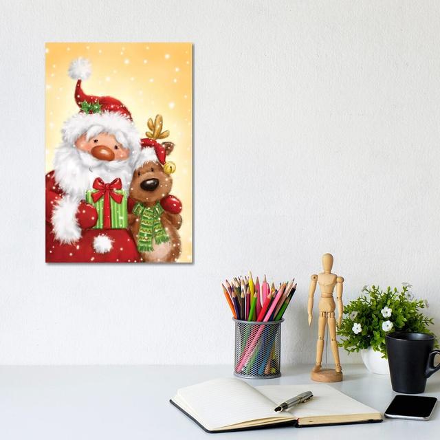 Santa and Reindeer II by MAKIKO - Wrapped Canvas Graphic Art The Seasonal Aisle Size: 30.5cm H x 20.3cm W x 1.9cm D on Productcaster.