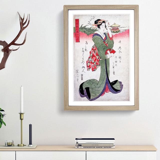 Elegant Woman by Kikukawa Eizan - Picture Frame Painting Print East Urban Home Frame Option: Oak Framed, Size: 36cm H x 27cm W x 2cm D on Productcaster.