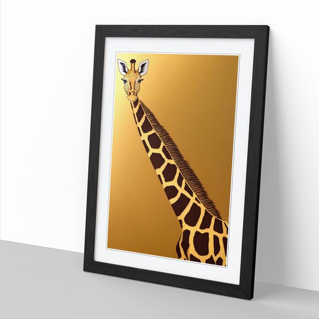 Giraffe Gold Leaf - Wrapped Canvas Graphic Art World Menagerie Matte Colour: White, Format: Oak Framed Paper, Size: 46cm H x 34cm W x 2cm D on Productcaster.