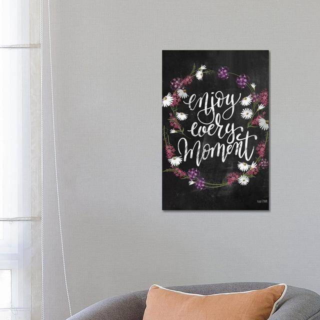 Enjoy Every Moment by House Fenway - Wrapped Canvas Typography Happy Larry Size: 66.04cm H x 45.72cm W x 1.91cm D on Productcaster.