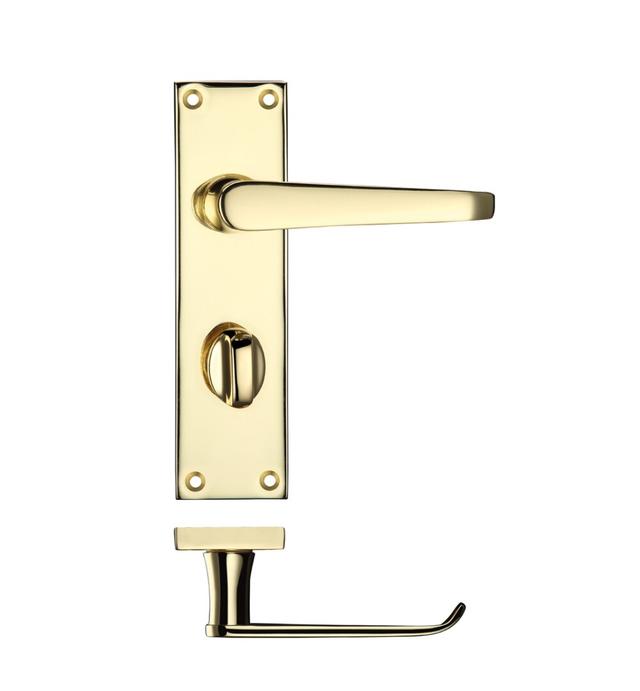 Thon Bathroom Door Handle (Set of 2) Symple Stuff Finish: Electro Brass on Productcaster.