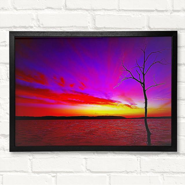 Sunset Tree Rainbow Skies Framed Print House of Hampton Size: 29.1cm H x 42 cm W on Productcaster.