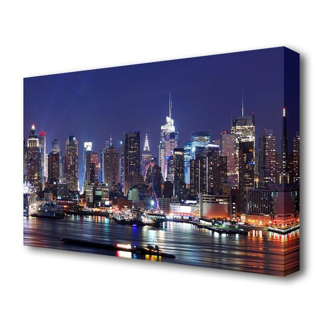 'NYC Harbour at Night New York' - Canvas Photographic Print East Urban Home Size: 66 cm H x 101.6 cm W on Productcaster.