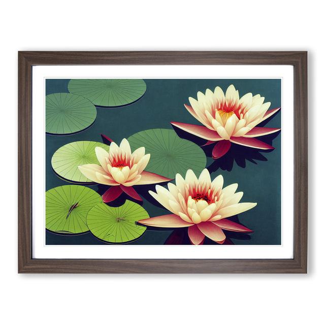 Inspirational Water Lily Flowers - Picture Frame Graphic Art Marlow Home Co. Frame Colour: Walnut, Size: 25cm H x 34cm W x 2cm D on Productcaster.