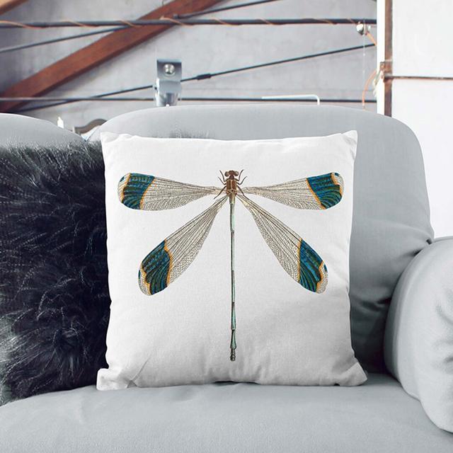 Blue-Tipped Dragonfly by George Shaw Cushion with Filling East Urban Home Backing Colour: Stone, Size: 40cm H x 40cm W x 15cm D on Productcaster.