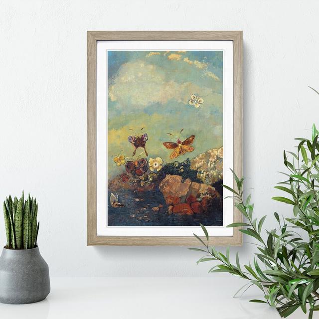 Butterflies by Odilon Redon - Picture Frame Painting East Urban Home Frame Option: Oak Framed, Size: 48cm H x 36cm W x 2cm D on Productcaster.