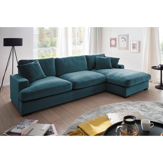 Ecksofa Laterrica Ebern Designs Farbe der Polsterung: Polyester in Petrol, Ausrichtung: Rechts ausgerichtet on Productcaster.