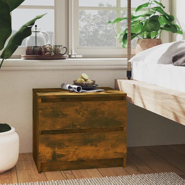 Kolassiba 2 Drawer Bedside Table (Set of 2) Latitude Run Colour: Smoked Oak on Productcaster.