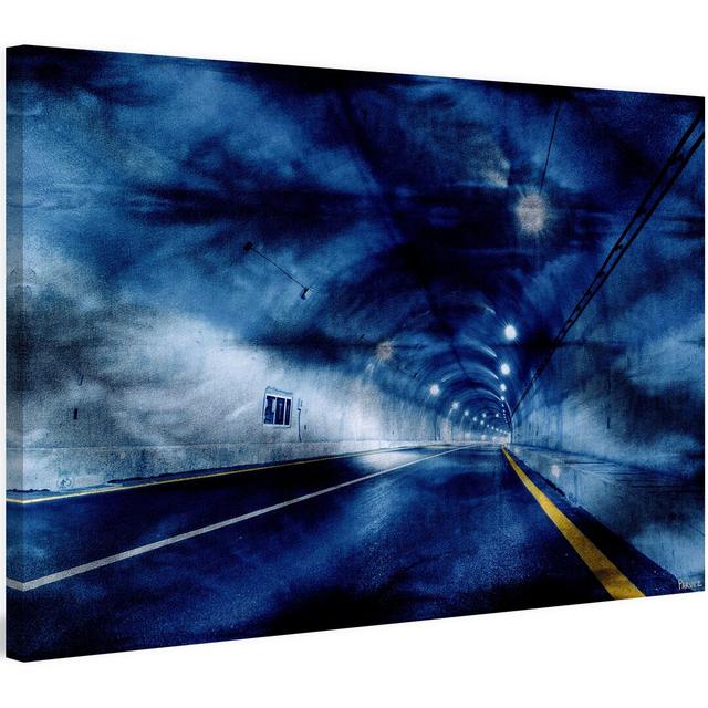 Deep Blue Tunnel Graphic Art Wrapped on Canvas East Urban Home Size: 51cm H x 76cm W on Productcaster.