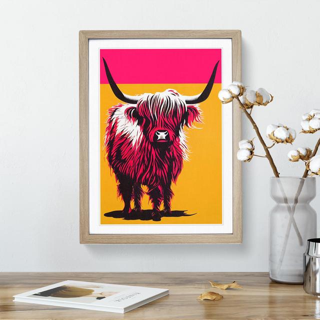 Highland Cow No.3 - Single Picture Frame Print Latitude Run Size: 34cm H x 25cm W x 2cm D, Frame Colour: Oak on Productcaster.